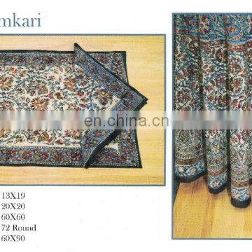 Block Printed Kalamkari Tablecloth , Napkin & Placemat
