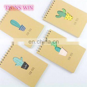 Germany Promotion office supplies and stationery wholesale types of school fashion cactus design mini spiral paper notebooks