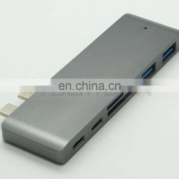 6 In1 Multiport USB Type C Hub With 2 USB 3.0 Port Dual Type-C Charging Port, SD/Micro USB SD Card Reader for Macbook photo-5
