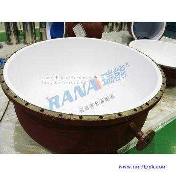 RANA provide roller coating/molding New durable 0.5-150 cubic steel lining PTFE/ PFA/ ETFE anticorrosive equipment with long Service life 15-20 years Industrial Chemical Tank