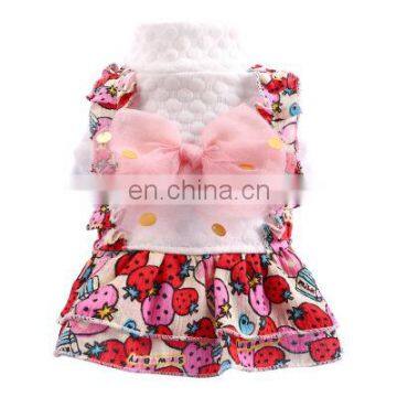 Pet Dog Cat Floral Strawberry Skirt Big Bowknot Skirt Dress Puppy Pomeranian Apparel Clothes photo-4