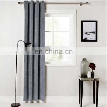 Grey grommet velvet ready made hotel window curtain tape eyelets