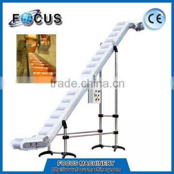 flat belt conveyor system/infeed PU belt conveyor/PP chain plate type conveyor