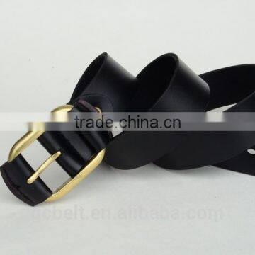 wholesale man's classical genuine leather belt with leather wrap buckle