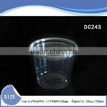 DC24S 24oz/700ml clear plastic deli container with lid,disposable PET salad case,plastic friut box