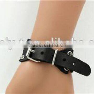 New Model Men Broad Leather Steampunk Skull Bracelets photo-5