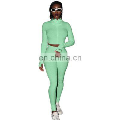 Manufacturer Wholesale Women's Spring and Summer New Cardigan Jacket + Folded Pants Sexy Slim 2-piece Suit photo-4