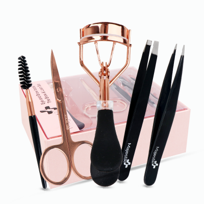 5pcs Eyebrow Trimming Set With Eyelash Curler Tweezers Women Eyebrow Eyelash Tools photo-2