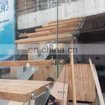 Powder Coated Steel Mono Stringer Stairs Solid Wood Tread Staircase photo-5