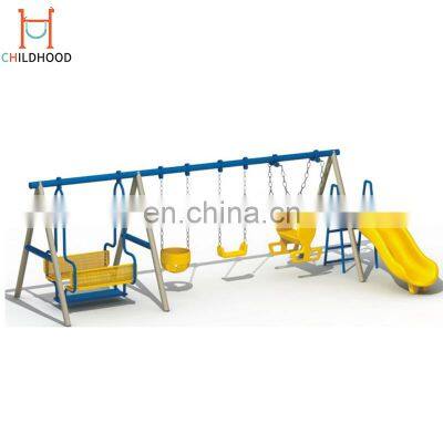 Outdoor playground kids plastic swings and slides swings sets