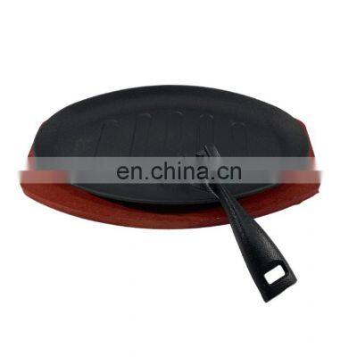 Hot Selling Steak Pan With Wooden Mat Cast Iron Cook Baking Pan Sets Non Stick Pan