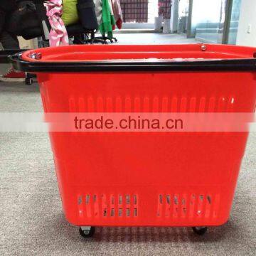 Supermarket Plastic Rolling Shopping Basket PL05