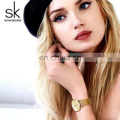 SHENGKE Bracelet Wrist Watch Set Golden Steel Mesh Band Watch Female Gift Box Set Gold Plated Watches & Bracelets&Bangles photo-3