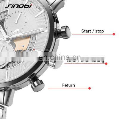 SINOBI S9829G Man Watch Waterproof Stainless Steel Montre Males Quartz Watches High Quality Pilot Men's Chronograph Watch photo-3
