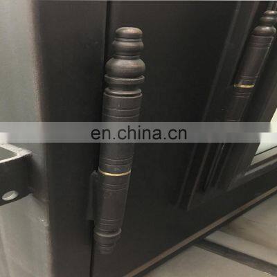 High Quality Villa Security Front Design Exterior Metal Frame Tempered Aquatex Glass French Wrought Iron Entrance Double Door photo-4