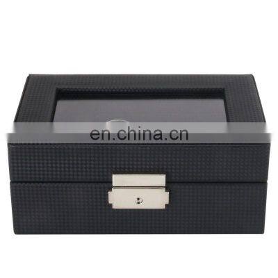 3 Girds Carbon Fiber Luxury Watch Case Holder Organizer Storage Box for Rings Bracelet Display Holder Case photo-2