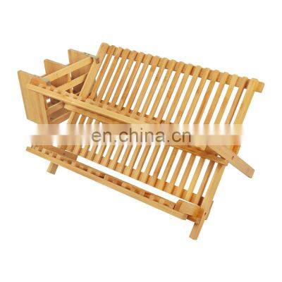 Eco-friendly Bamboo Wooden Dish Drying Rack Kitchen Dish Drainer Rack Holder Stand With Utensil Holder photo-3