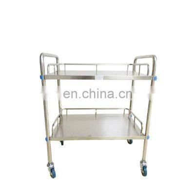 HC-M041 hospital 2 tier Stainless Steel medical two-layer surgical operating instrument drug delivery cart