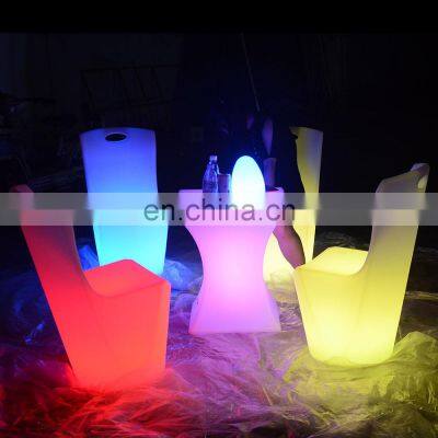 Modern Coffee Shop Tables and Chairs /Led PE Light Up Chair for Restaurant Discotheque Pub Used Glowing Bar Table