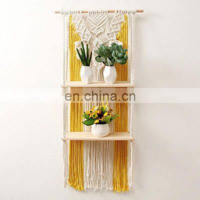 2 Tier Macrame Mural Planter Shelf, Macrame Hanging Planter