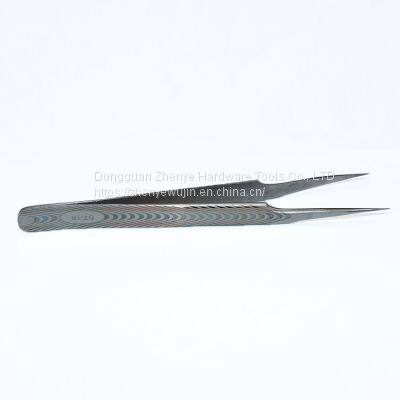 Stainless Steel Tweezers, Anti-static Jewelry Welding Clip, Non-magnetic Straight Tip Plus Hard Electronic Tweezers ST-18 Textured