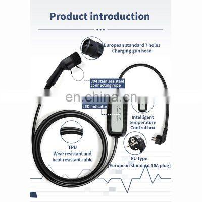 Home Smart Electric Car Charge 16A 3.5KW AC European Standard Type2 Indicator Light Portable Electric Vehicle Charging Station photo-3