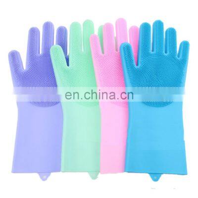High Quality Silicone Scrubber Washing Dishes Brushing Grooming Washing Household Cleaning Gloves photo-3