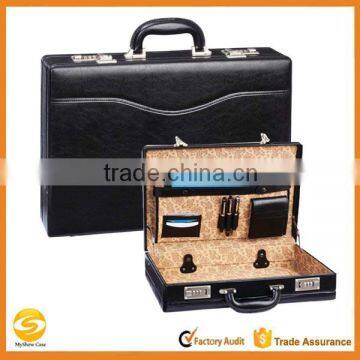 Black Professional Hard Business Briefcase, Locking Laptop Hard side Attache Case,leather laptop storage case
