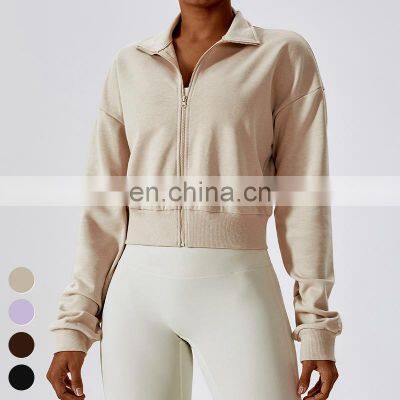 Custom Activewear Breathable Running Tops Workout Wear Full Zip Long Sleeve Gym Fitness Jackets Yoga Jacket For Women photo-3