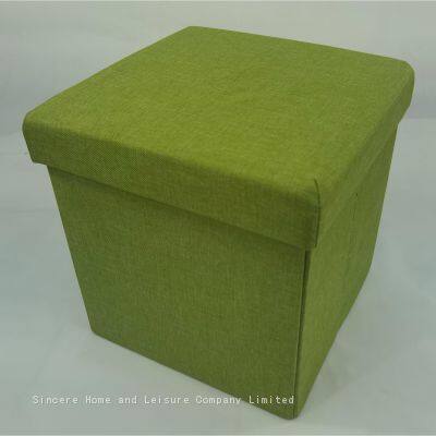 Linen Foldable Storage Ottoman photo-2
