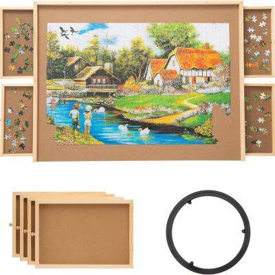 Wooden Jigsaw Puzzle Board Folding Table With Light With Sliding 4or6 Drawers Jigsaw 1000 Piece/1500pcs Foldable Puzzle Table photo-4
