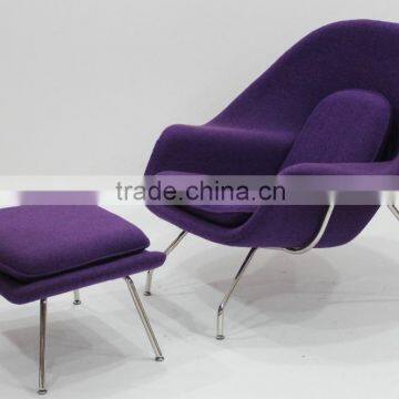 Replica Relaxing Fiberglass Materail Stainless Steel Frame Wool Fabric Womb Chair With Ottoman by Eero Saarinen photo-5