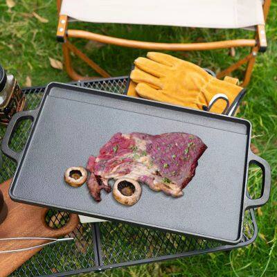 Factory Outlet Cookware for Home Outdoor Garden Kitchenware Cast Iron Double Side Reversible Grill Griddle BBQ Grill Plate photo-4