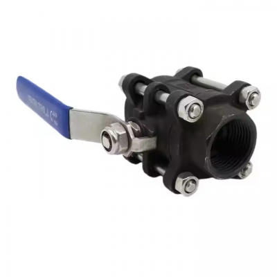ANSI API Durable Forged Carbon Steel Screw Thread High Pressure Float Handle FlangeThreaded 3 PC/ Way Ball Valve 1000WOG