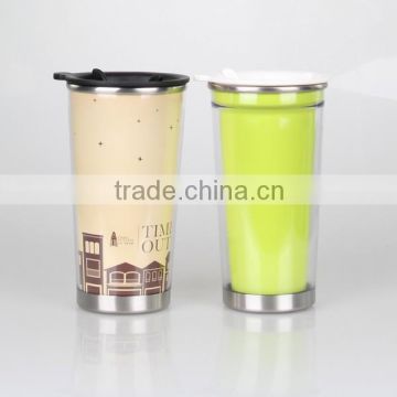 2015 hottest sale plastic coffee mug mug, high quality paper insert coffee cup