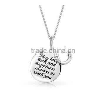 New Design Stainless Steel Equestrian Lucky Horseshoe Message Necklace
