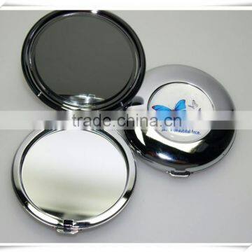 promotional free desigh high quality portable round zinc alloy compact mirror