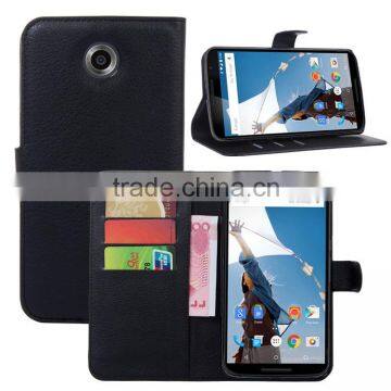 High Quality Folio Flip Leather Case Cover For Motorola Google Nexus 6