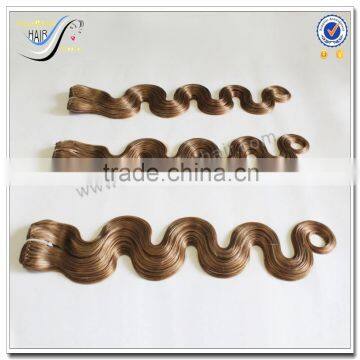 Wholesale high quality body wave light brown 100 human hair clip in hair extensions