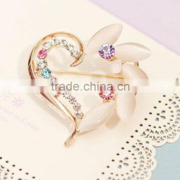 Fashion Women Jewelry Heart Shape Opal Brooch Pin