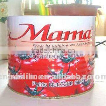 Mama tin tomato paste,2.2kg normal lid,brix28-30%