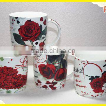 china sublimation mug heart chocolate ceramic rose mug for valentine