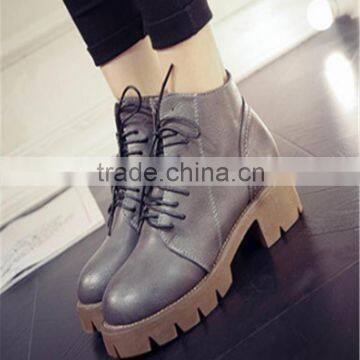 New style women platform high top lace up classy leather blue boots