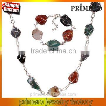 Natural Stone Irregular Shaped Quartz Druzy Agate Necklace&Pendant Jewelry Set