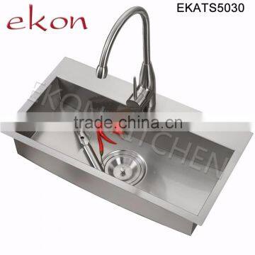 Top Workmanship Double Bowl Handmade Stainless Steel Top Mount Kitchen Sinks photo-6