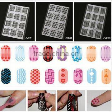 2016 Nail Art Beauty Salon Nail Art Vinyl Reusable Nail Stencil Designs Template for Nail Foil Paper JV