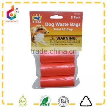 3 pack red monochrome pet dog waste bags cat litter bags