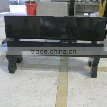 European style black granite cemetery bench memorial bench