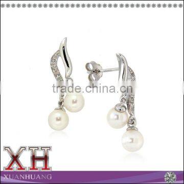 Freshwater Pearl Sterling Silver Dangle Fancy Earrings