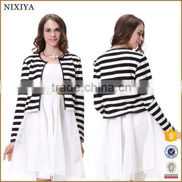 2016 Spring Black And White Strip Women Coat